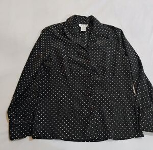 Chic Black Polka Dot Button Down Shirt